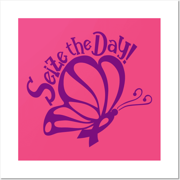 Seize the Day! - Purple Butterfly Wall Art by CuteCoCustom